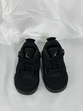 Jordan 4 Retro OG (TD) Black Lace-Up Basketball Sneakers